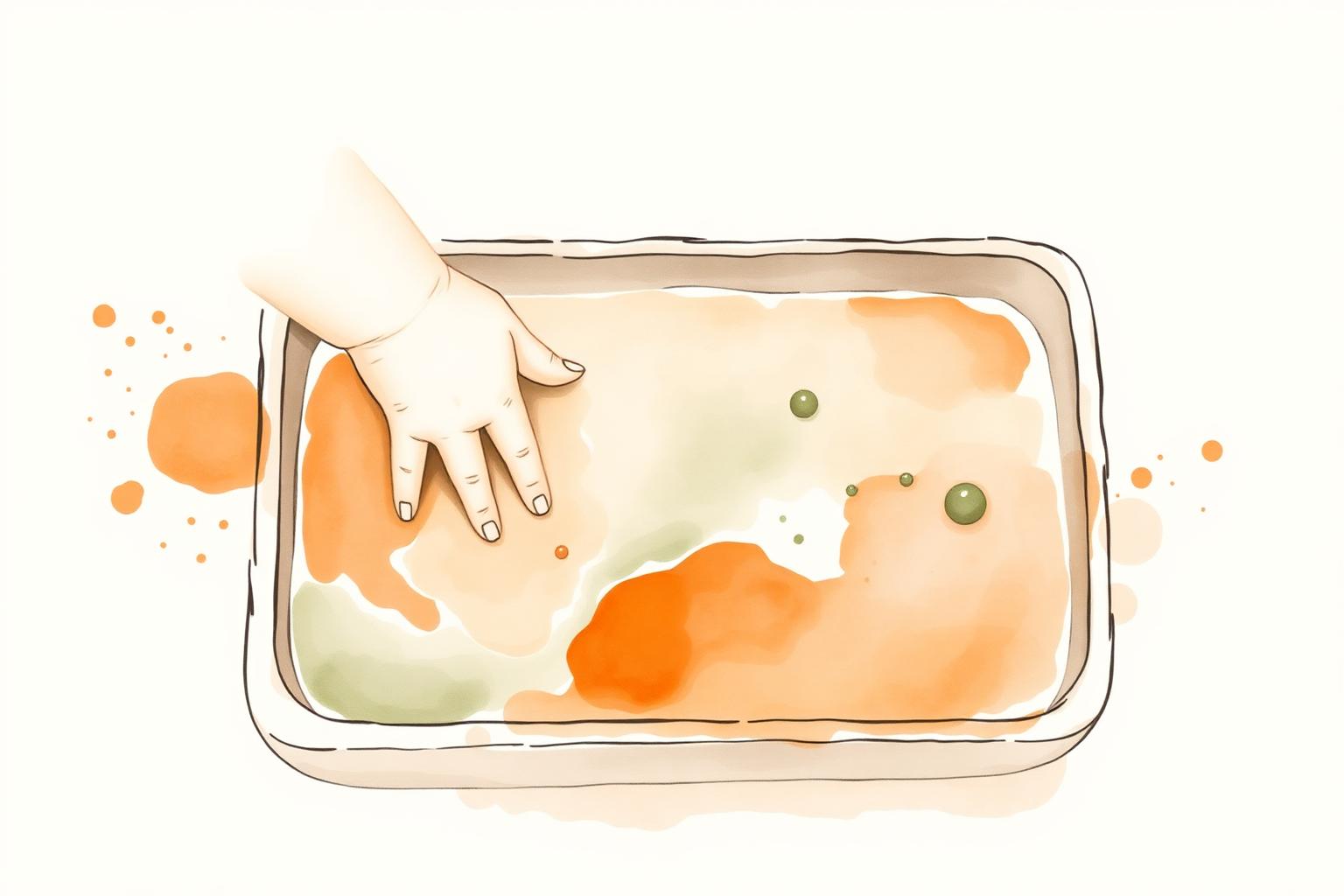Watercolour illustration for the article: Messy play ideas that aren't a nightmare to clean up