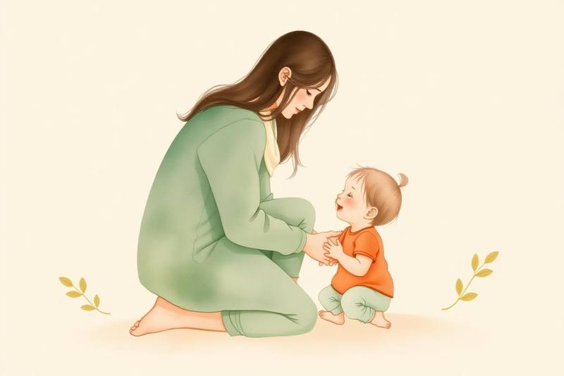 Big Feelings and Tantrums course cover — watercolour illustration of a parent kneeling to meet a toddler at eye level during a tantrum